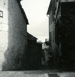 Italy Lake Maggiore Brissago narrow street Old Photo Stereoview Possemiers 1920