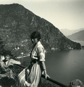 Italy Lake Como Menaggio Engadine Old Photo Stereoview Possemiers 1920