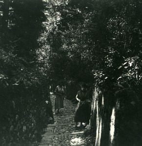 Italy Lake Como Menaggio narrow street Loveno Photo Stereoview Possemiers 1920