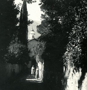 Italy Lake Como Menaggio Loveno Church Old Photo Stereoview Possemiers 1920