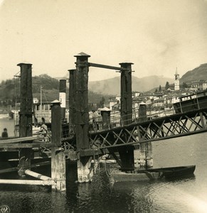 Italy Lake Maggiore Laveno Mombello Boat Landing Old NPG Stereoview Photo 1900