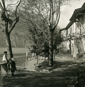 Switzerland Lake Lugano Cantine di Caprino Old Photo Stereoview Wehrli 1900