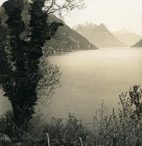 Italy Lake Lugano Bacino di Porlezza Old Photo Stereoview Wehrli 1900