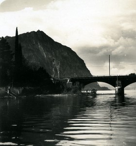 Switzerland Lake Lugano Monte San Salvatore Old Photo Stereoview Wehrli 1900