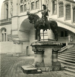 France Pierrefonds Castle Statue of Louis Orleans Old NPG Stereoview Photo 1900