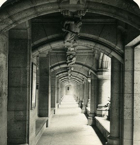 France Pierrefonds Castle Courtyard Gallery Old NPG Stereoview Photo 1900