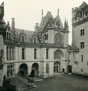France Pierrefonds Castle Courtyard Chapel Old NPG Stereoview Photo 1900