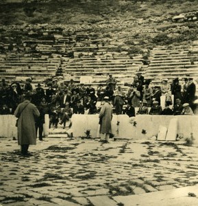 Egypt Thebes Large group in Greek Theater Old NPG Stereoview Photo 1900