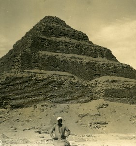 Egypt Memphis Saqqara Pyramide Necropolis Old NPG Stereoview Photo 1900
