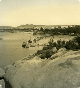 Egypt Aswan Assouan Panorama Old NPG Stereoview Photo 1900