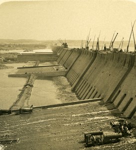 Egypt Aswan Low Dam under Construction Old NPG Stereoview Photo 1900
