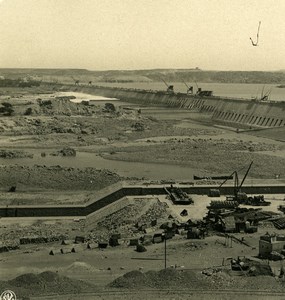 Egypt Aswan Low Dam under Construction Old NPG Stereoview Photo 1900