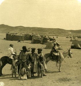 Egypt Aswan Nomadic Village Bedouins Old NPG Stereoview Photo 1900