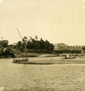 Egypt Aswan Panorama River Nile Old NPG Stereoview Photo 1900