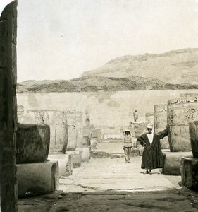 Egypt Temple of Medinet Habu Old NPG Stereoview Photo 1906