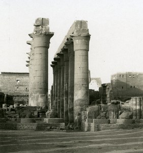 Egypt Luxor Louxor Temple Columns Old NPG Stereoview Photo 1906
