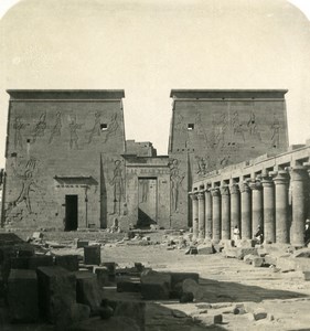Egypt Aswan Philae Temple of Isis Old NPG Stereoview Photo 1906