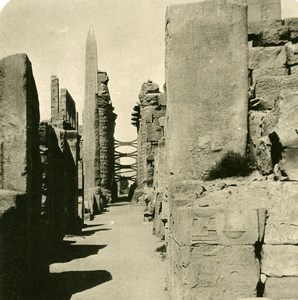 Egypt Karnak Temple of Amun Courtyard Obelisk Old NPG Stereoview Photo 1900