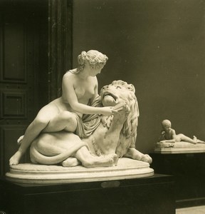 Belgium Brussels Sculpture Museum Geefs Lion in Love Photo Stereoview NPG 1900