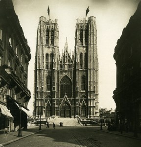 Belgium Brussels Bruxelles St. Gudula Cathedral Old NPG Stereoview Photo 1900