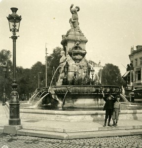Belgium Brussels Monument Fountain de Brouckère Old NPG Stereoview Photo 1900