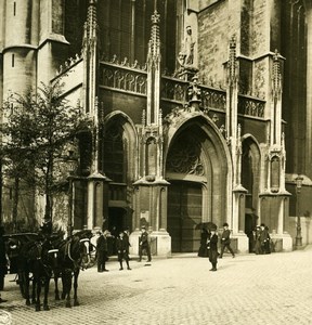 Belgium Brussels Cathedral St. Gudula Side Door Old NPG Stereoview Photo 1900