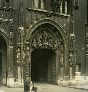 Belgium Brussels Bruxelles City Hall Door Old NPG Stereoview Photo 1900