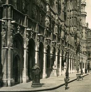 Belgium Brussels Bruxelles City Hall Façade Old NPG Stereoview Photo 1900