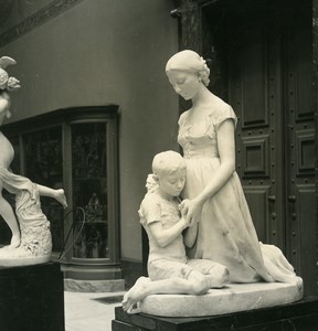 Belgium Brussels Sculpture Museum Charlier Prayer Old NPG Stereoview Photo 1900