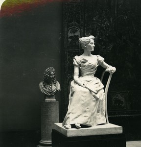 Belgium Brussels Sculpture Museum Dubois Seated Woman Photo Stereoview NPG 1900