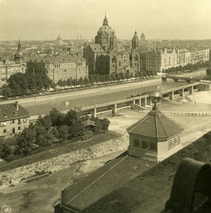 Germany Munich München Isarquai Isar River Old Photo Stereoview NPG 1900