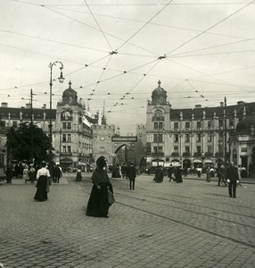 Germany Munich München Karlstor Pedestrians Old Photo Stereoview NPG 1900