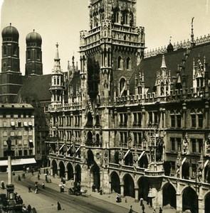 Germany Munich City Hall Rathaus Old Photo Stereoview NPG 1900