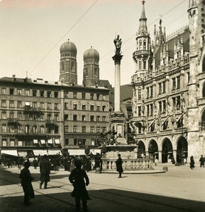 Germany Munich Marienplatz Mariensäule München Old Photo Stereoview NPG 1900