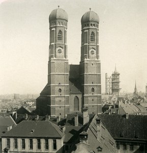 Germany Munich Frauenkirche Cathedral München Old Photo Stereoview NPG 1900