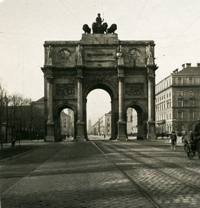 Germany Munich Siegestor Victory Gate München Old Photo Stereoview NPG 1900