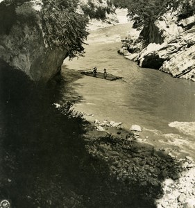 Caucasus Mountain Boat on Rioni Rion River Риони Old Photo Stereoview NPG 1906