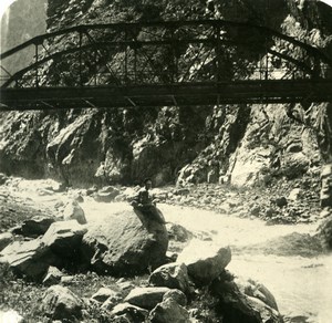 Caucase Transcaucasie Georgie Pont du Diable Darial Ancienne Photo Stereo NPG 1906