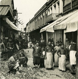 Caucase Georgie Tiflis Meidan Rue Commercante Tbilissi თბილისი Ancienne Photo Stereo NPG 1906