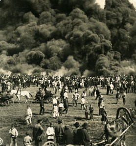 Caucasus Azerbaijan Baku Naphtha Wells on fire Old Photo Stereoview NPG 1906