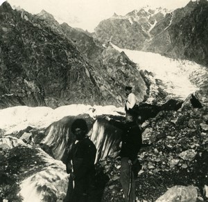 Caucase Transcaucasie Route militaire de Georgie Glacier de Dewdorak Ancienne Photo Stereo NPG 1906