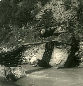 Caucasus Mountain Georgia Military Road Bridge Teberda Photo Stereoview NPG 1906