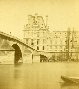 France Paris Tuileries Palace Pavillon de Flore Old Photo Stereoview 1870