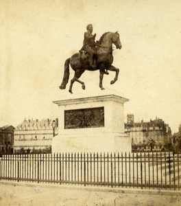 France Paris Pont Neuf Henri IV Equestrian Statue Old Photo Stereoview 1870