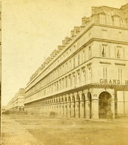France Paris Rue de Rivoli Grand Hotel Old Photo Stereoview 1870
