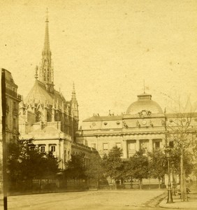 France Paris Sainte-Chapelle & Palais de Justice Old Photo Stereoview 1870
