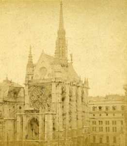 France Paris Sainte Chapelle Holy Chapel Old Photo Stereoview 1870