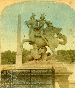 France Paris Tuileries Garden Mercure Statue Old Photo Stereoview 1860