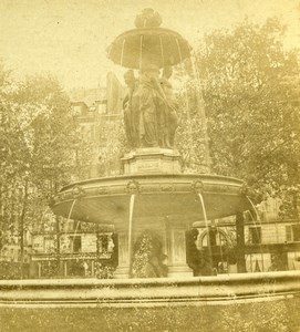 France Paris Fontaine Louvois Fountain Old Photo Stereoview 1860