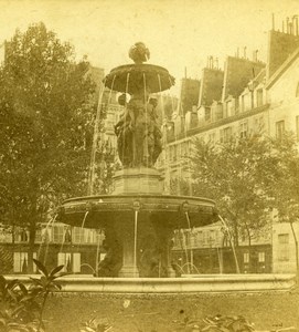 France Paris Fontaine Louvois Fountain Old Photo Stereoview 1860